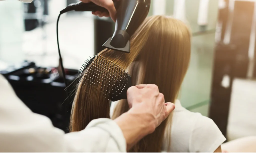 Professional volume blow dry styling at The Golden Street Salon Hoshiarpur