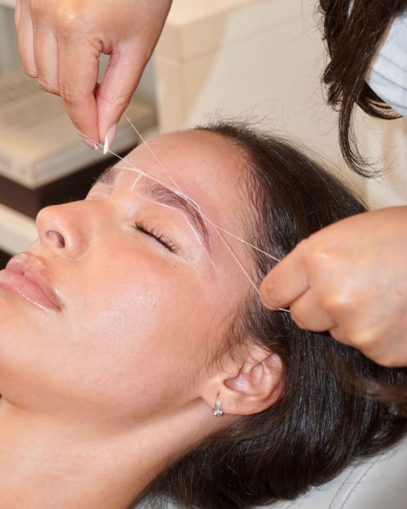 Facial threading treatment at The Golden Street Salon in Hoshiarpur