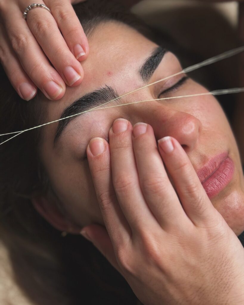 Eyebrow threading service at The Golden Street Salon in Hoshiarpur