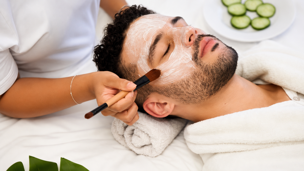 Professional men's facial and skincare treatment at The Golden Street Salon Hoshiarpur