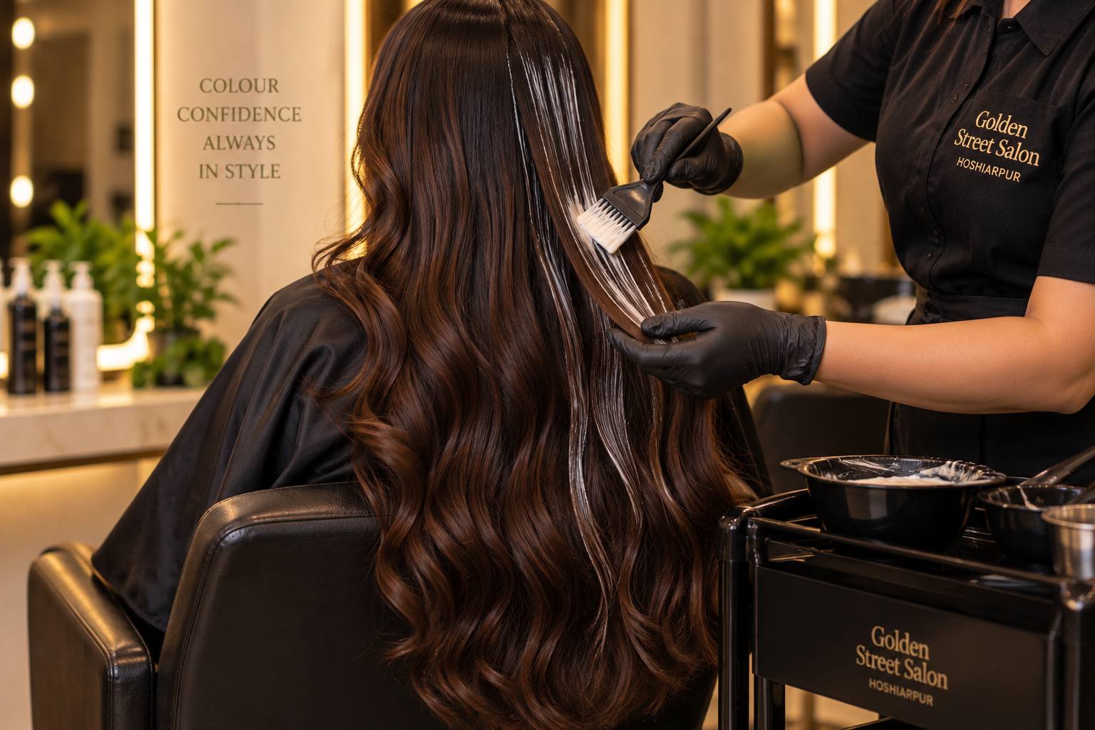 Global hair color Service at the golden street salon Hoshiarpur