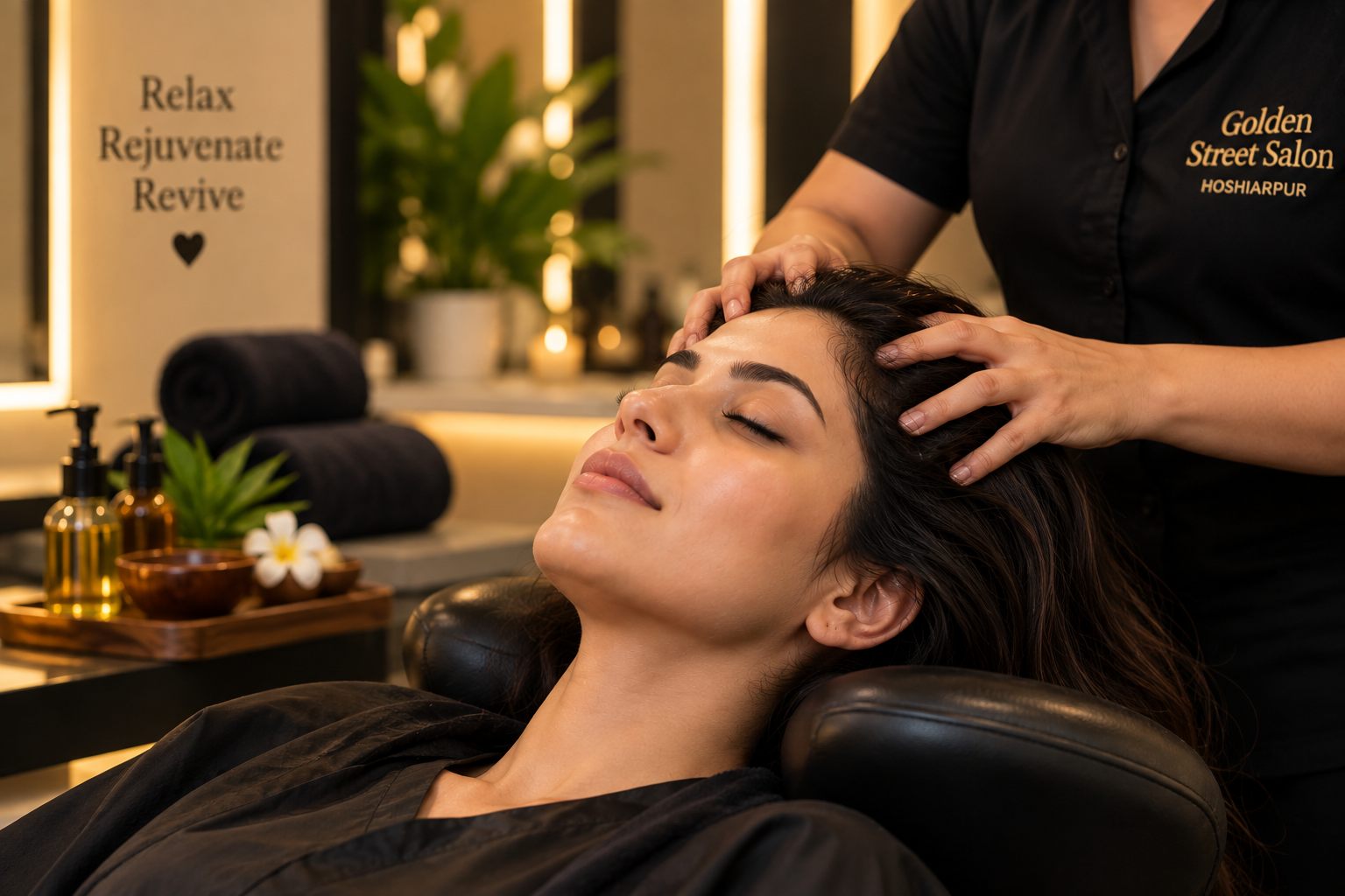 Professional Head Massage at Golden Street Salon Hoshiarpur