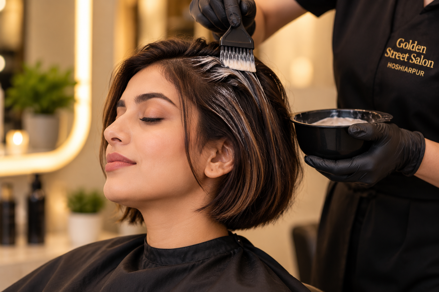 Global hair color Service at the golden street salon Hoshiarpur